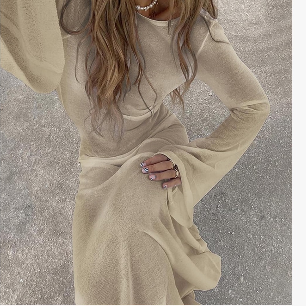 Prettylittlething backless see through maxi dress swimsuit coverup - Picture 2 of 6